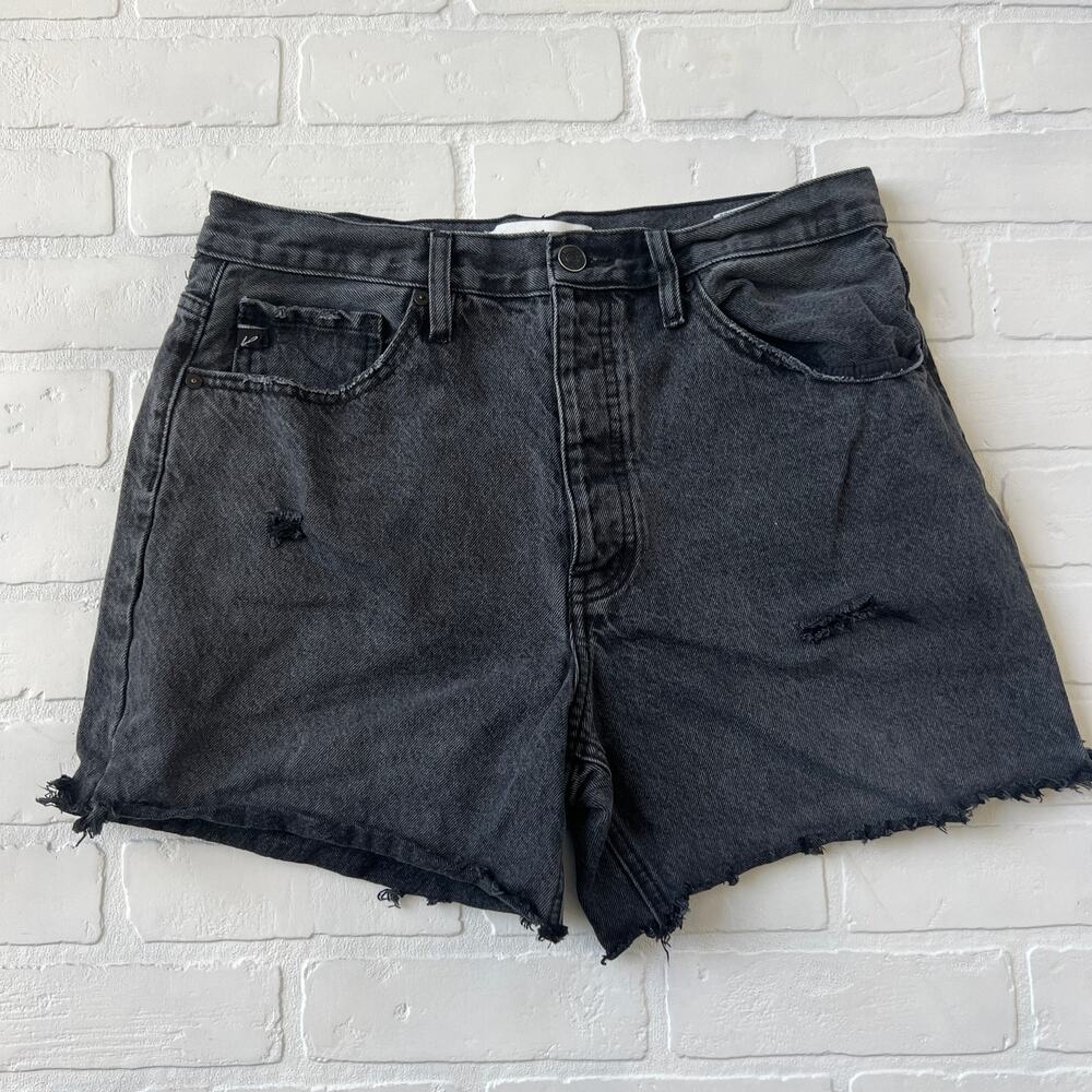 KanCan Women's Estilo Black Gray Wash Cut off Distressed Denim Jeans -sz 11/29